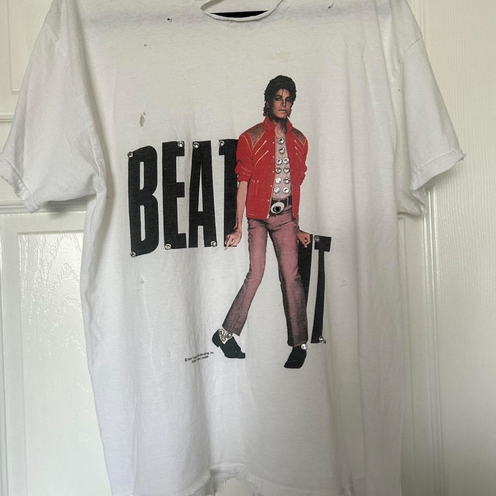 Upcycled Vtg Michael “Beat It” Tee from 1984.  1 of 1 Sz:M/L.  Best offer.